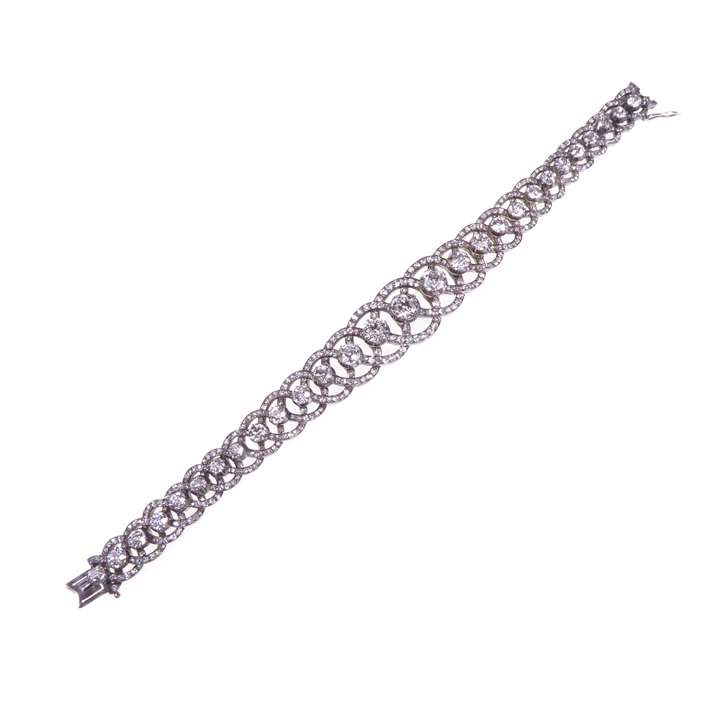 19th century graduated diamond and circle motif bracelet